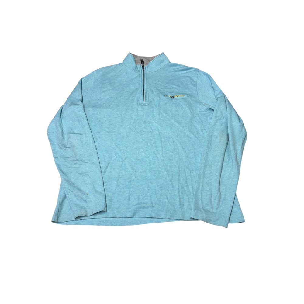 Southern Pines Mens Large Quarter Zip Pullover Light Blue Cotton‎ Modal Sweater